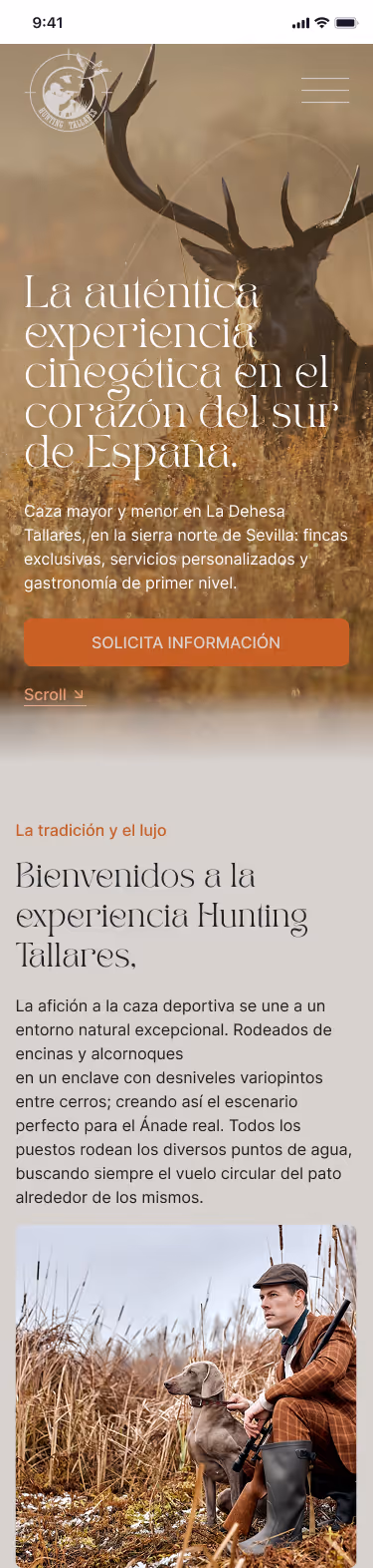 Versión móvil de la web de Hunting Tallares