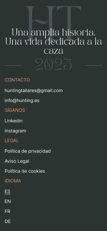 Versión móvil de la web de Hunting Tallares