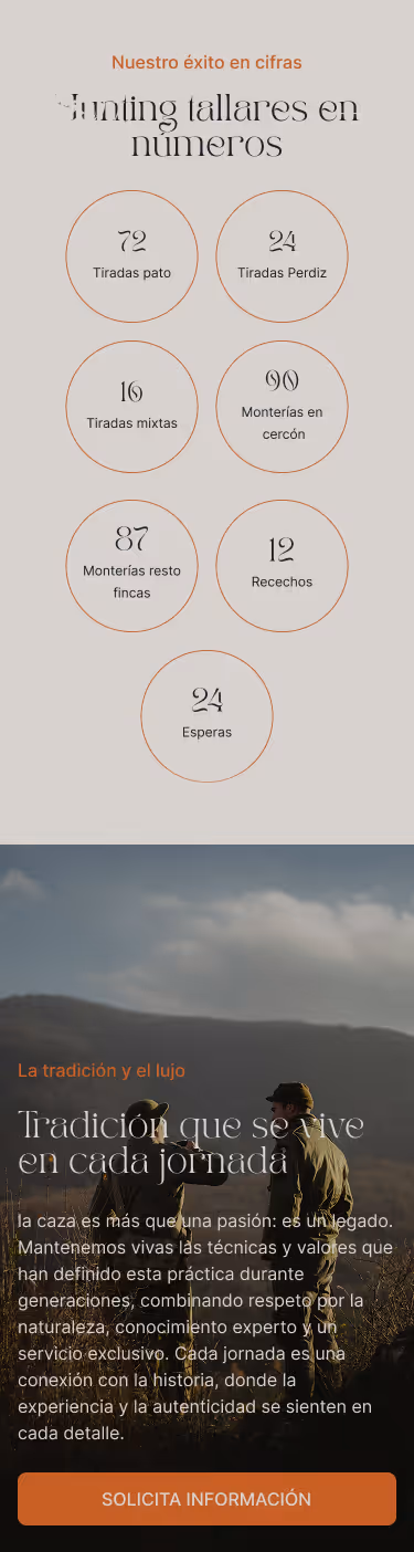 Versión móvil de la web de Hunting Tallares