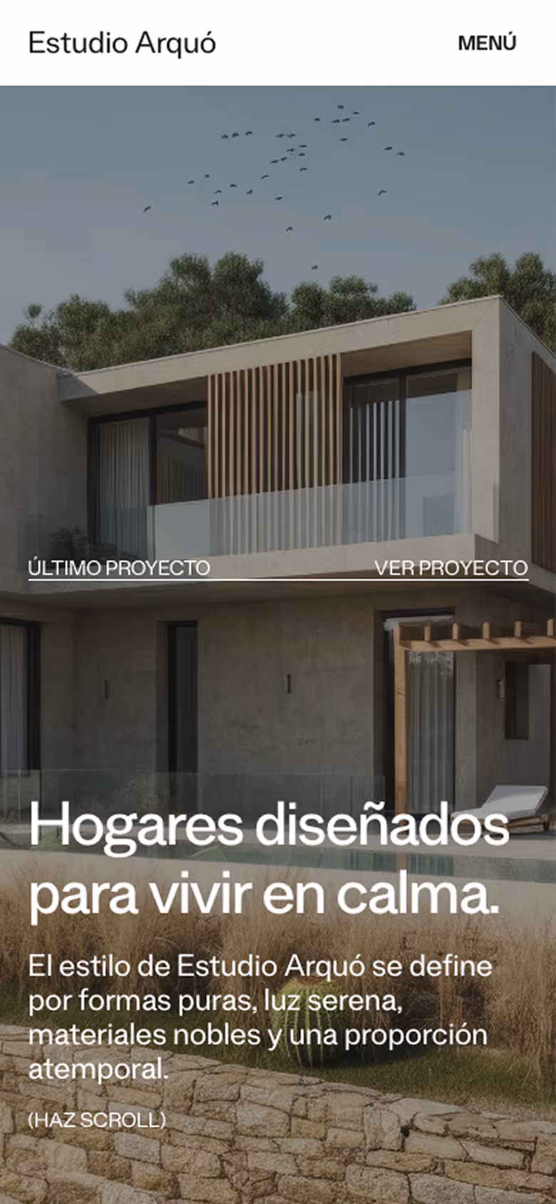 Versión móvil de la web de Estudio Arquó