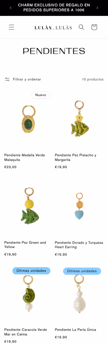Página de listado de productos de Lulàs_Lulàs